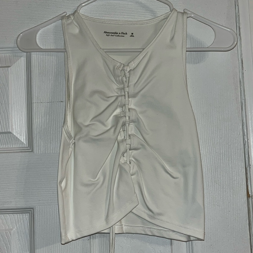 Abercrombie & Fitch White Lace Up Tie Front Tank Top Size M